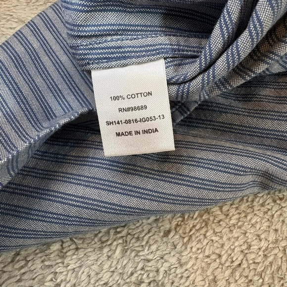 Todd Snyder Mens XL Blue Stripe Band Collar Button Up Shirt Tailored Quality - Picture 6 of 14